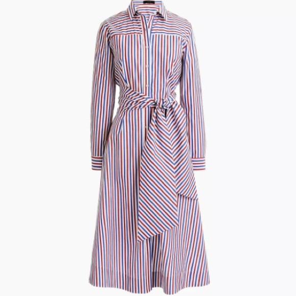 Jcrew stripe shirt dress 4th of July Independence Day red blue white cotton - O - Picture 1 of 10